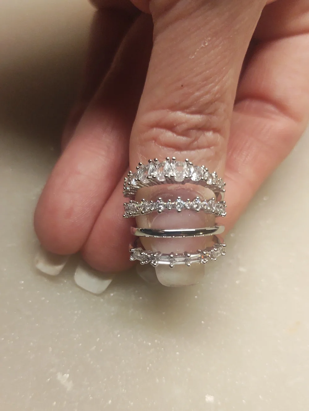 BOGO! NEW! Set Of 4 CZ Stackable Silver Rings Size 6